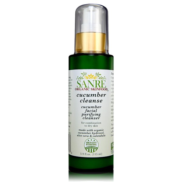 SanRe Organic Skinfood - Cucumber Cleanse - USDA Made with Organic Facial Purifying Cleanser For Dry to Combination Skin