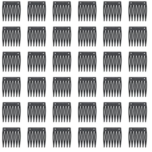 Honbay 60PCS 7 Teeth Plastic Hair Comb Hair Side Comb Hair Clip Comb Twist Comb Wedding Bridal Veil Combs Wig Combs Headpieces Accessories Combs Updo Bun Chignon Hair Styling Accessories (Black)