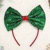 Catery Bow Headband Sequin Bow Hair Hoop Holiday Cute Headbands Big Bows Hair Band Christmas Party Gifts Hair Accessory for Women and Kids (C Green)