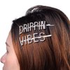 Lux Accessories GLAM VIBES DRIPPIN Word Rhinestones Silver Hair Pins Set of 3