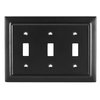 Monarch Abode 19153 Triple Switch Architectural Toggle Aluminum Decorative Wall Plate Switch Plate Outlet Cover, 3-Gang, Matte Black
