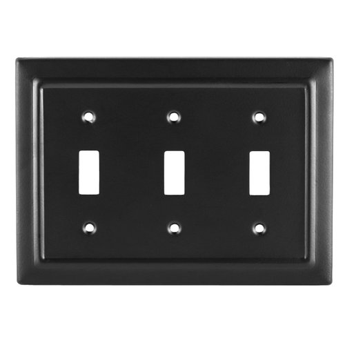Monarch Abode 19153 Triple Switch Architectural Toggle Aluminum Decorative Wall Plate Switch Plate Outlet Cover, 3-Gang, Matte Black