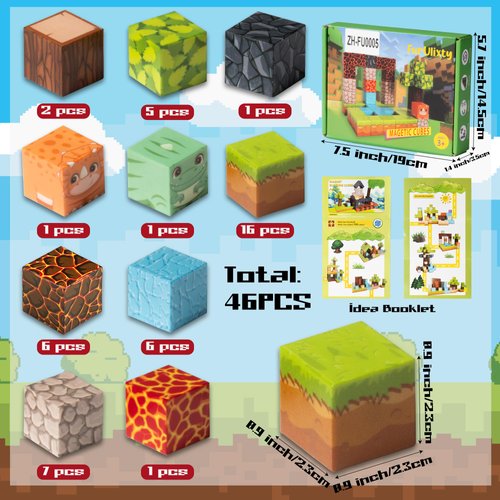 FurUlixty Magnetic Blocks Toddlers Toys - Build Cubes Magnet World 3+ Years Old STEM Learning Sensory Toys, Building Blocks Montessori Educational Gift for Preschool Kids Boys Girls (46Pcs)