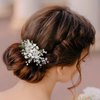 AW BRIDAL Rhinestone Hair Clips for Wedding Flower Hair Accessroies for Brides Bridlal Hair Comb Hair Accesories for Women (Silver)