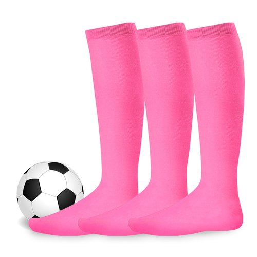 Sports Socks for Women with Cushion Knee High Over the Calf Sports Socks 3-Pairs (Medium (9-11), Hot Pink)