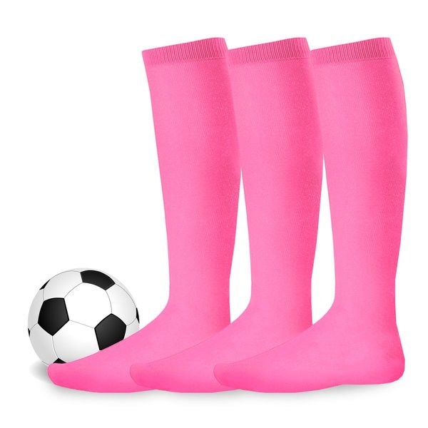 Sports Socks for Women with Cushion Knee High Over the Calf Sports Socks 3-Pairs (Medium (9-11), Hot Pink)