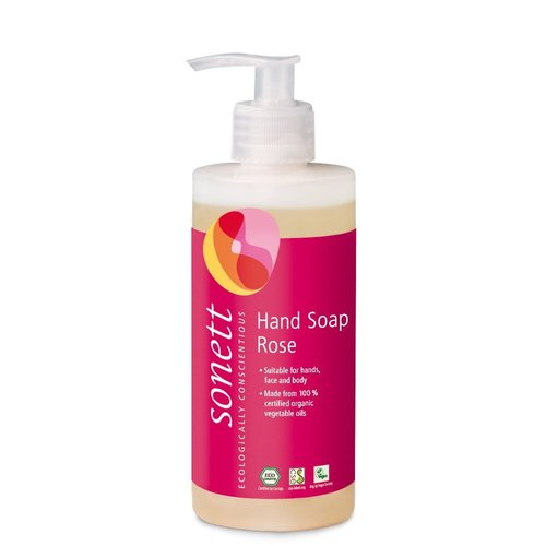 Sonett Organic Hand Soap Liquid Rose body care suitable For hands, face and body (Rose, 1 Count) Certified Organically Grown