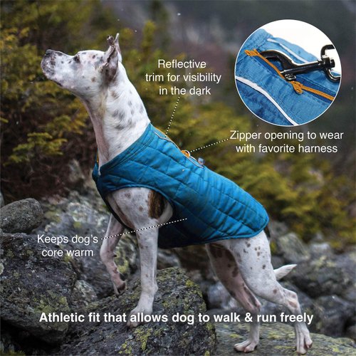 Kurgo Dog Jacket, Reversible Winter Jacket for Dogs, Pet Coat for Hiking, Water Resistant, Reflective, Lightweight, Wear with Harness, Athletic, Loft Jacket (Liberty Floral, XS)