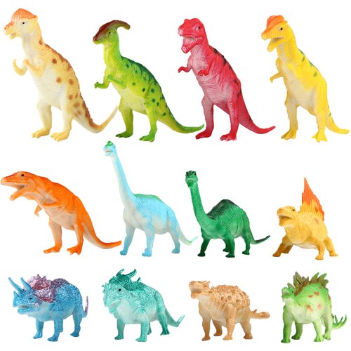 Dinosaur Figure, 7 Inch Jumbo Dinosaur Toy Playset(12 Pack), Safe Material Assorted Realistic Dinosaur,Yeonha Toys Vinyl Plastic Dino Dinosaur Set Party Favors Toys for Kids Boys Toddler Educational