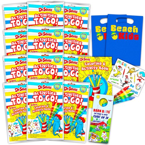Dr. Seuss Party Favors Set Dr. Seuss Party Supplies Bundle - 12 Pack Dr Seuss Party Decor with Dr. Seuss Coloring Books, Dr. Seuss Rewards, Stickers, and More (Dr. Seuss Birthday Party Supplies)