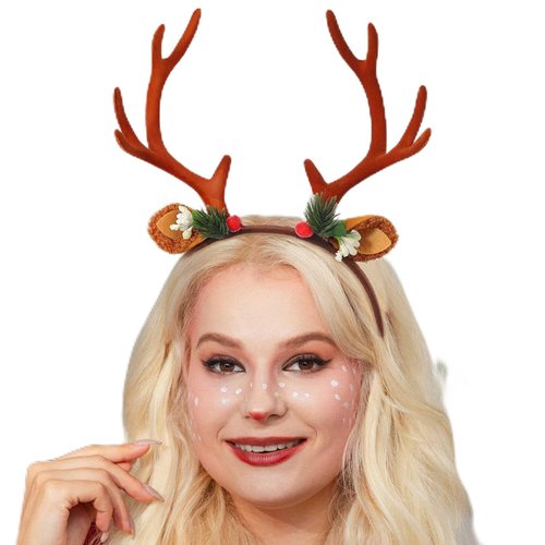 Olbye Deer Antlers Headband Women’s Deer Costume Accessories Reindeer Antler Headpiece Fawn Horn Headband Halloween Cosplay Costume Ears Holiday Party Accessories for Women and Girls (Deer Ears B)