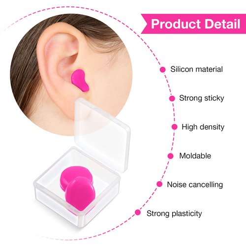 Frienda 21 Pairs Ear Plugs for Sleeping Reusable Moldable Silicone Earplugs Soft Noise Cancelling Earplugs Sound Blocking Ear Plugs with Case for Swimming Concert 32dB NRR (White, Blue, Rose Red)