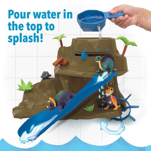 MindWare Dinosaur Color Splash Water Park Bathtub Playset - Interactive Bath Toys with Color Changing Dinosaur Figures - Gift for 3 Year Olds and Up