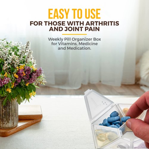 MEDca Weekly Pill Organizer Clear 7-Sided Pill Reminder, Round Shaped Pack of 2