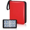 Trading Card Binder 4 Pocket,400 Pockets Card Binder for Pokemon Cards with Zipper,50 Sleeves Card Holder Compatible with Standard Card,Sport Card,Game Card-Gift for Boy and Girl (4-Pockets, Red)
