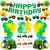 76PCS Green Tractor Themed Party Supplies with Tractor Banner Balloons Garland, Hanging Swirl and Cupcake Toppers for Farm Tractor Decorations As Themed Party Favors