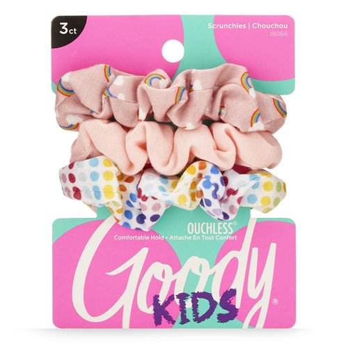 Goody Ouchless Hair Scrunchie - 3 Count, Rainbow & Peach- Help Keep Hairs In Place - Hair Accessories to Style With Ease and Keep Your Hair Secured - For All Hair Types - Pain Free