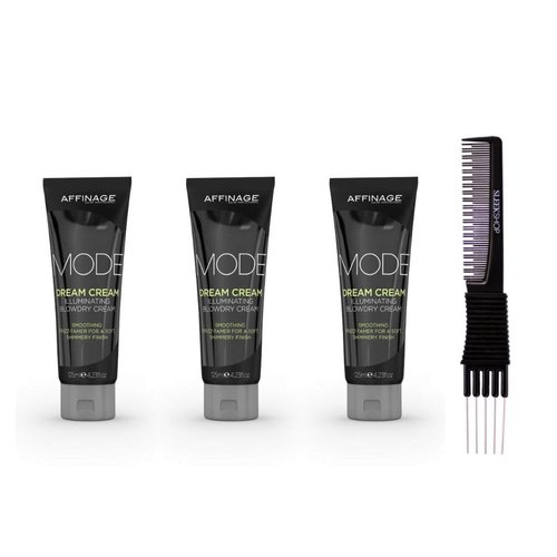 yper Asp Mode Dream Cream Illuminating Blow-Dry Cream (4.23 oz) with Teasing Comb Pack 3, Black