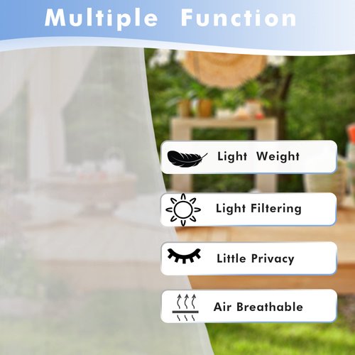 HolidayIdeas Beige Outdoor Sheer Curtains for Patio Waterproof, 4 Panels - 54 x 84 Inch - Light Filtering Voile Outside Curtains Grommet Drapes for Front Porch, Gazebo, Pergola, Backyard