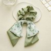 5PCS Short Hair Scarf with Ribbon Hair Bow Scrunchies Elegant Bow Hair Ties Floral Hair Scrunchies Chiffon Bowknot Hair Scrunchies for Women
