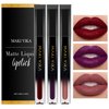 MAKI YIKA 3Pcs Matte Liquid Lipstick Makeup Set, Dark Red Purple Nude Lipstick Long Lasting Smudge Proof Transfer Proof Lip Makeup