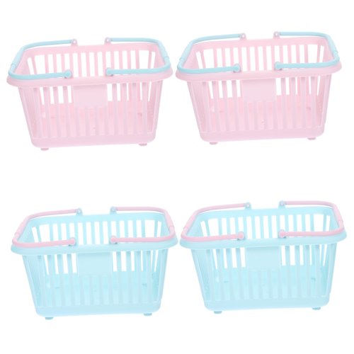 Kisangel 4Pcs Mini Shopping Baskets Play Shopping Basket Handheld Basket Small Basket with Handle Picking Storage Baskets for Kids Home Shopping cart Toy