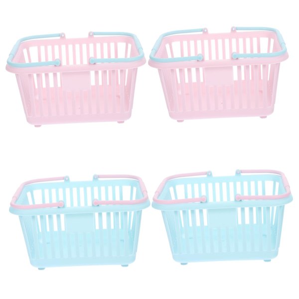 Kisangel 4Pcs Mini Shopping Baskets Play Shopping Basket Handheld Basket Small Basket with Handle Picking Storage Baskets for Kids Home Shopping cart Toy