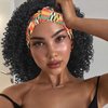 Aisaide Short Afro Curly Headband Wigs for Black Women,Deep Curly Black Wigs with Headband Attached Scarf Wigs Full Wigs with Wig Cap Head Wrap Wigs 2 in 1 Afro Kinky Curly Wigs with Turban Scarf