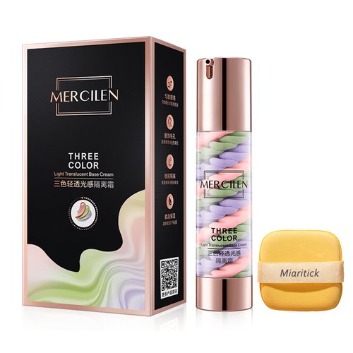 Miaritick Face Primer Color Corrector,One Step Color Corrector Primer for Face before Makeup,Come with Powder Puff, 2.04 fl.oz/Bottle