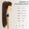 FESHFEN Straight Long Ponytail Extensions 28 Inch Medium Brown Wrap Around Synthetic Hair Piece Pony Tail Hair Extensions Hairpieces for Women Girls
