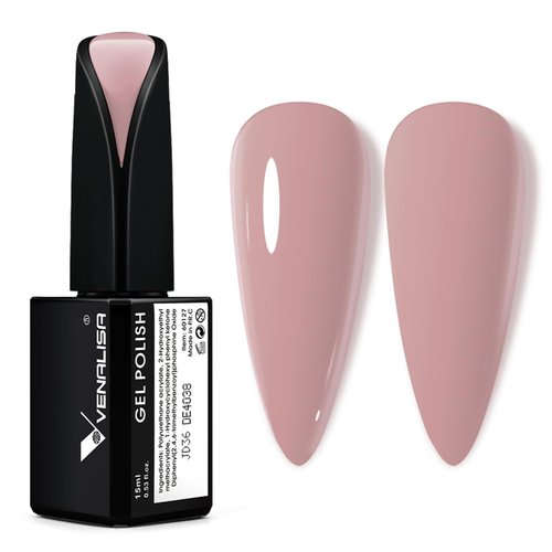 VENALISA 15ml Neutral Nude Gel Nail Polish, 15ml Pink Nude Gel Polish Natural Pink Color Spring Summer Soak Off UV LED Nail Gel Polish Nail Art Starter Manicure Salon DIY at Home, 0.53 OZ