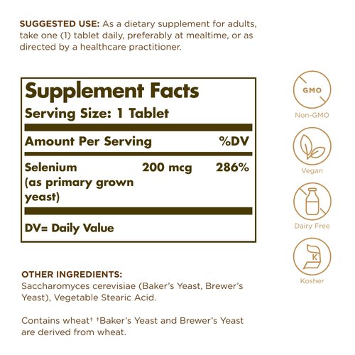 Solgar, Selenium 200 Mcg Tablets, 100 Count