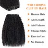 Yacurcur Afro Kinky Curly Clip in Hair Extensions Human Hair 4C Hair Clip in Extensions 8pcs 120g/set 10A Brazilian Virgin Natural Hair Clip Ins for Black Women Natural Black Color 16 Inch