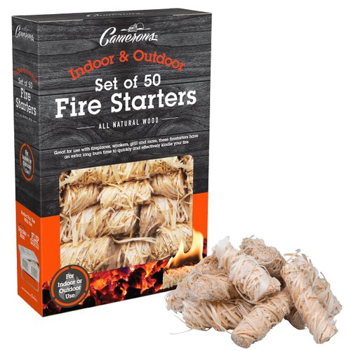 All Natural Fire Starters (50 Pack) - Unique Design Lights Quick & Easily with No Flare Up- Indoor Outdoor Use for Barbecue Charcoal Grill, Campfire, Pellet Stove, Firewood - BBQ Grilling Gift for Men
