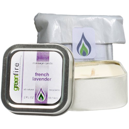 Greenfire All Natural Massage Oil Candle, French Lavender, Travel Size 2 Fluid Ounce