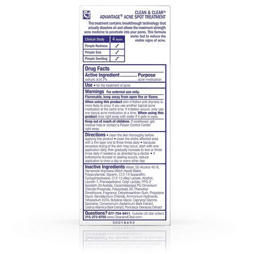 Cln&Clr Adv Spt Trtmnt Size .75z Clean & Clear Advantage Acne Spot Treatment