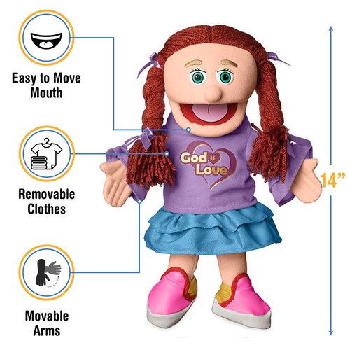 14" God is Love, Peach Girl, Christian Ministry Hand Puppet