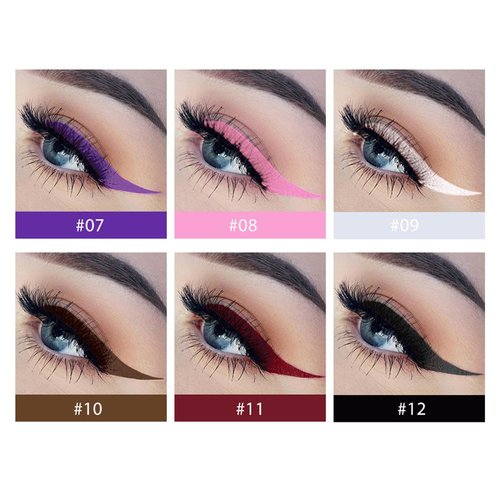 Kyannkara Liquid Eyeliner Colorful Matte Glitter Neon Eyeliner Pencil Pigmented Smudgeproof Long Last Gel Eye Liner（Q07）