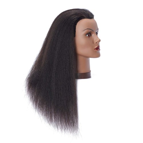 Hairlink 100% Real Hair Afro Mannequin Head Hairdresser Hair Styling Training Head Dolls for Cosmetology Manikin Maniquins Practice Head with Stand (9926B0216)