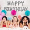 LovesTown Happy Birthday Banner, Silver Birthday Sign Banner Mylar Foil Letters Balloon Happy Birthday Metallic Balloons for Kids Party Supplies