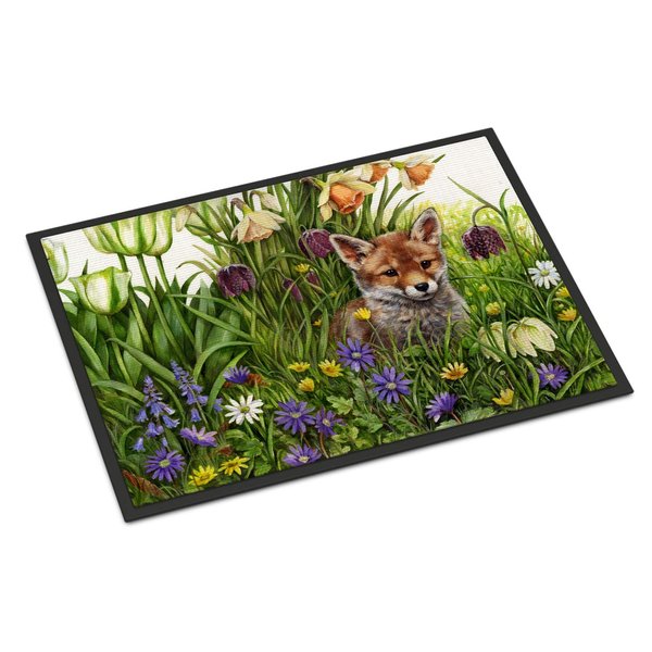 Caroline's Treasures CDCO0464MAT April Fox by Debbie Cook Doormat 18x27 Front Door Mat Indoor Outdoor Rugs for Entryway, Non Slip Washable Low Pile, 18H X 27W