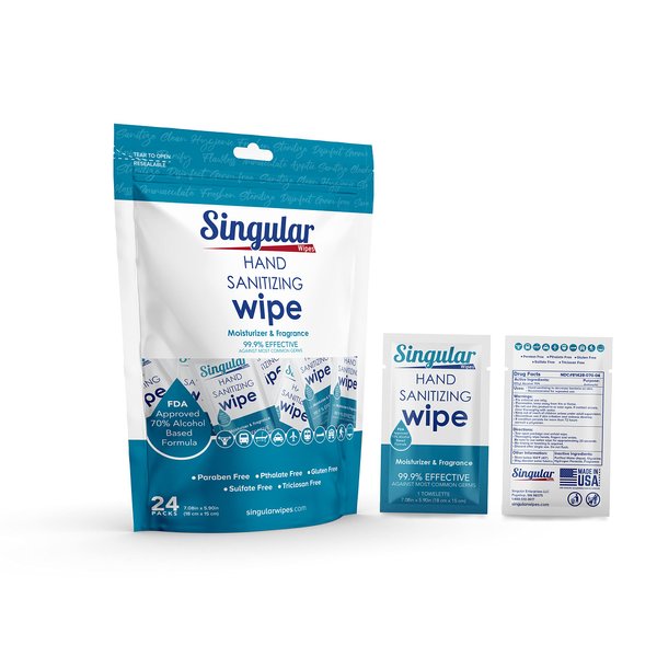 HAND SANITIZING WIPES - Individually Packed Premium Hand Sanitizing Wipes for Travel, Home, Office, School, etc. with Fragrance and Moisturizer - Manufactured in USA (Fresh Citrus 24ct Bag)