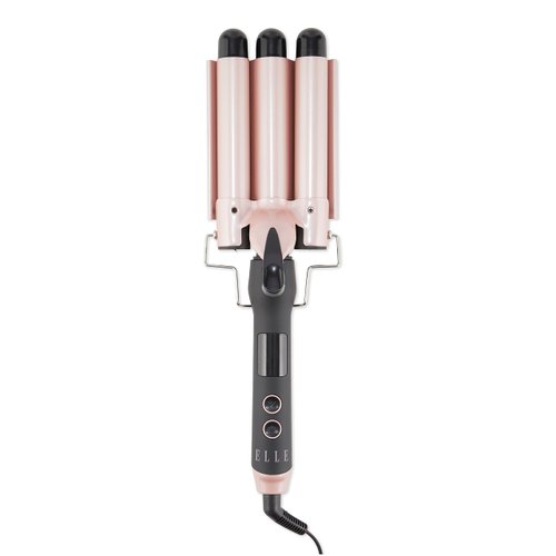 ELLE Premiere Triple Barrel Deep Hair Waver, Curling Iron Wand with LCD Temperature Display and Adjustable Heat Settings up to 400°F, 1 Inch Ceramic Triple Barrels