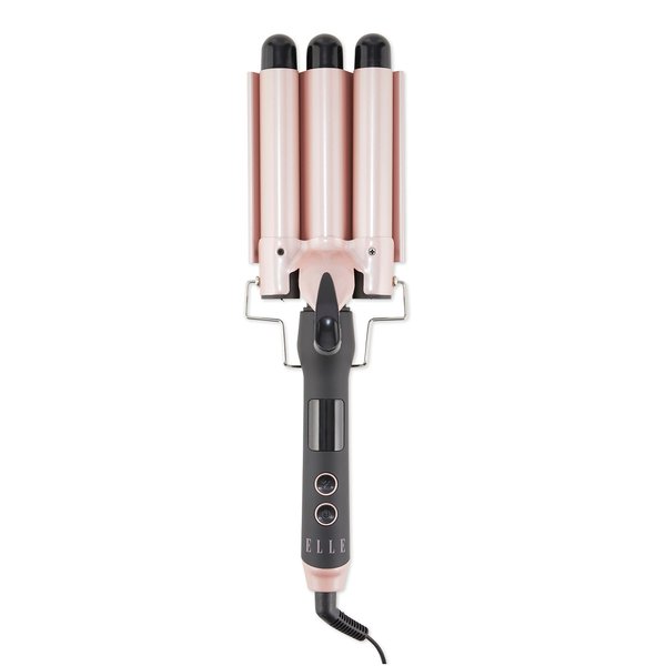 ELLE Premiere Triple Barrel Deep Hair Waver, Curling Iron Wand with LCD Temperature Display and Adjustable Heat Settings up to 400°F, 1 Inch Ceramic Triple Barrels