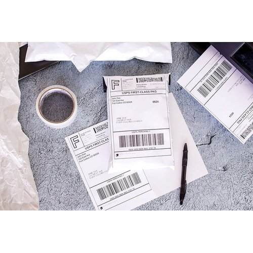 Premium Label Supply White Sticker Half Sheet Labels – 8.5" x 5.5" – Laser/Inkjet Compatible – (2 Labels/Sheet), 25 Sheets - 50 Total Adhesive Labels