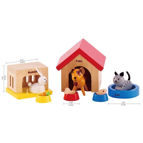 Hape Family Pets Wooden Dollhouse Animal Set
