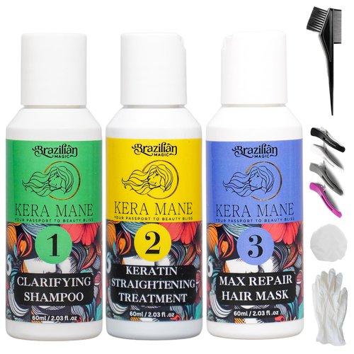 Brazilian Magic 3-Pack Brazilian Keratin Hair Treatment Kit | Deep Hair Conditioning, Repair & Smoothing Formula | Reduces Frizz, Adds Shine | Scent-Free, Easy At-Home Keratin Treatment