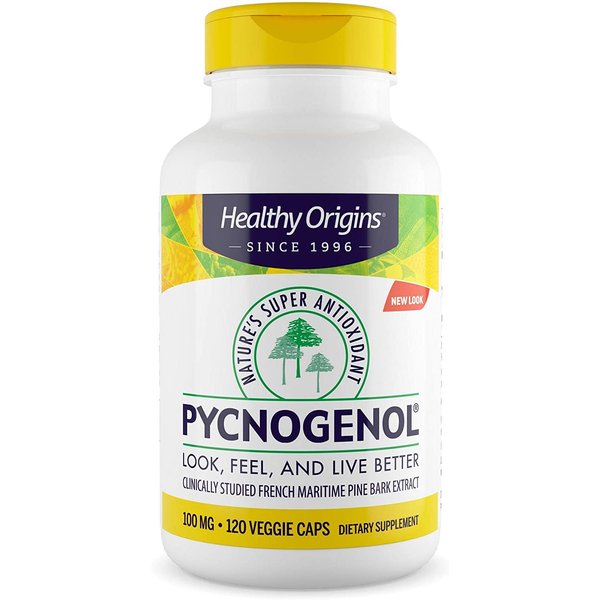 Healthy Origins Pycnogenol 100 mg - Premium Pine Bark Extract - French Maritime Pine Bark Extract for Heart Health, Skin Care & More - Gluten-Free & Non-GMO Supplement - 120 Veggie Caps