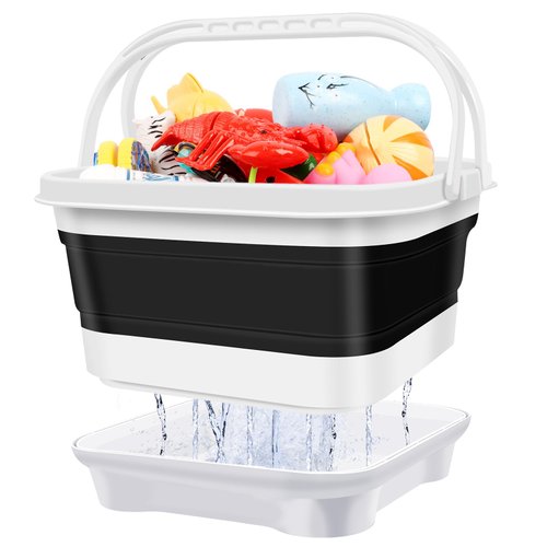 Bath Toy Storage Organizer, Foldable Bathtub Toy Holder Storage with Removable Base for Draining Drying, Bathroom Shower Toy Holder Baby Bath Toy Basket for Easy Storage