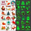Partywind Luminous Kids Temporary Tattoos for Christmas Stocking Stuffers, Individually Cut Tattoos for Christmas Holiday Party Supplies Decorations, Xmas Games Toys (50 Sheets)